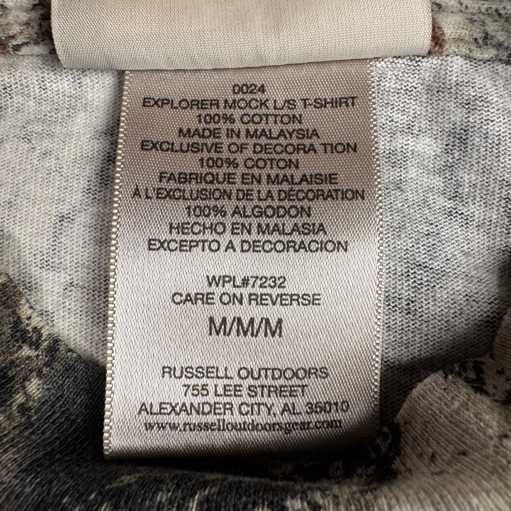 Russell Outdoors Explorer Mock Neck Camo Shirt Mens Medium Mossy Oak Break-Up - Picture 4 of 9